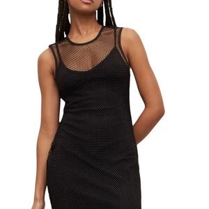 DKNY NEW Sparkle Rhinestone Sleeveless Black Mesh Dress